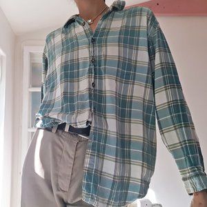 Turquoise plaid longsleeve button down